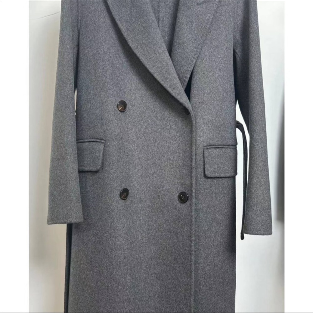 Women’s Gray Pure Cashmere Double-Breasted Coat